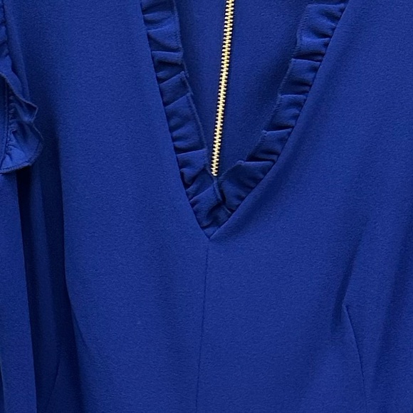 NWT CALVIN KLEIN Ruffle Shoulder V-neck Jumpsuit Size 10 - Picture 5 of 5